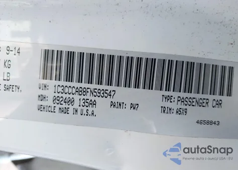 2015 Chrysler 200 Limited из США, поврежденный, VIN 1C3CCCAB8FN593547